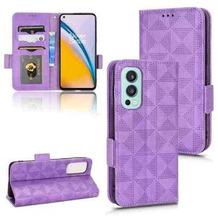 For OnePlus Nord 2 5G Symmetrical Triangle Leather Phone Case(Purple)