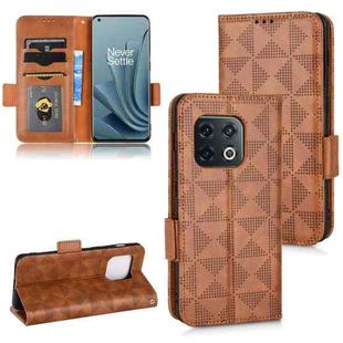 For OnePlus 10 Pro 5G Symmetrical Triangle Leather Phone Case(Brown)