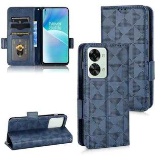 For OnePlus Nord 2T 5G Symmetrical Triangle Leather Phone Case(Blue)