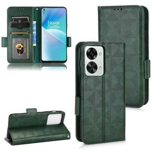 For OnePlus Nord 2T 5G Symmetrical Triangle Leather Phone Case(Green)