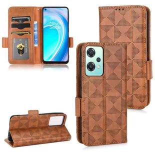 For OnePlus Nord CE 5G Symmetrical Triangle Leather Phone Case(Brown)