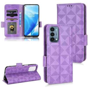 For OnePlus Nord N200 5G Symmetrical Triangle Leather Phone Case(Purple)