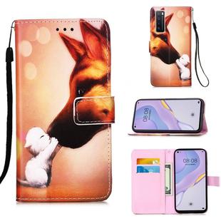 For Huawei nova 7 5G Painting Horizontal Flip Leather Case with Holder & Card Slot & Wallet & Lanyard(Hound Kiss)
