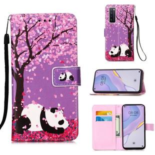 For Huawei nova 7 5G Painting Horizontal Flip Leather Case with Holder & Card Slot & Wallet & Lanyard(Sakura Panda)
