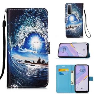 For Huawei nova 7 5G Painting Horizontal Flip Leather Case with Holder & Card Slot & Wallet & Lanyard(Sea Wave and Sun)