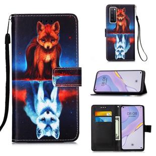 For Huawei nova 7 5G Painting Horizontal Flip Leather Case with Holder & Card Slot & Wallet & Lanyard(Fox)