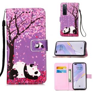 For Huawei nova 7 Pro 5G Painting Horizontal Flip Leather Case with Holder & Card Slot & Wallet & Lanyard(Sakura Panda)