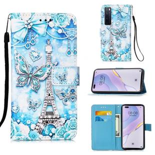 For Huawei nova 7 Pro 5G Painting Horizontal Flip Leather Case with Holder & Card Slot & Wallet & Lanyard(Tower Butterfly)