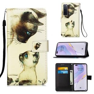 For Huawei nova 7 Pro 5G Painting Horizontal Flip Leather Case with Holder & Card Slot & Wallet & Lanyard(Cat Stare)