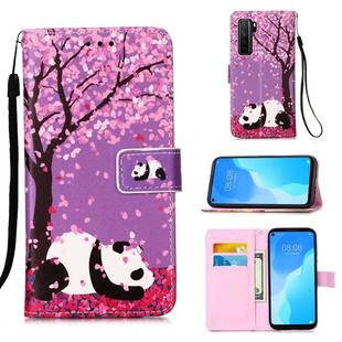 For Huawei nova 7 SE Painting Horizontal Flip Leather Case with Holder & Card Slot & Wallet & Lanyard(Sakura Panda)