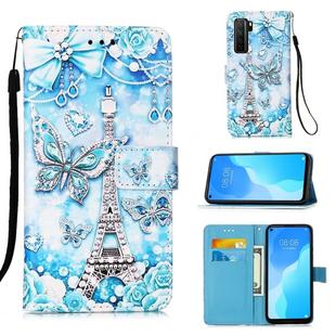 For Huawei nova 7 SE Painting Horizontal Flip Leather Case with Holder & Card Slot & Wallet & Lanyard(Tower Butterfly)
