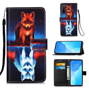 For Huawei nova 7 SE Painting Horizontal Flip Leather Case with Holder & Card Slot & Wallet & Lanyard(Fox)