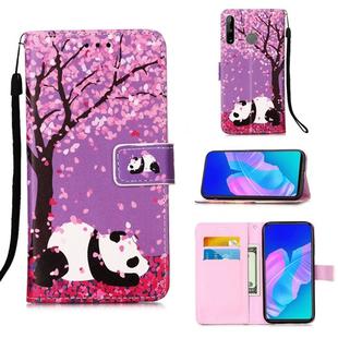 For Huawei P40 Lite E / Y7P Painting Horizontal Flip Leather Case with Holder & Card Slot & Wallet & Lanyard(Sakura Panda)