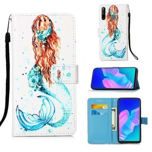 For Huawei P40 Lite E / Y7P Painting Horizontal Flip Leather Case with Holder & Card Slot & Wallet & Lanyard(Mermaid)