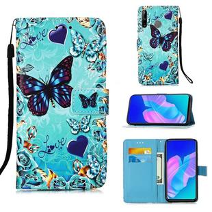 For Huawei P40 Lite E / Y7P Painting Horizontal Flip Leather Case with Holder & Card Slot & Wallet & Lanyard(Heart Butterfly)