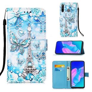 For Huawei P40 Lite E / Y7P Painting Horizontal Flip Leather Case with Holder & Card Slot & Wallet & Lanyard(Tower Butterfly)