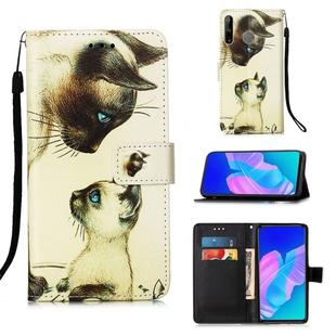 For Huawei P40 Lite E / Y7P Painting Horizontal Flip Leather Case with Holder & Card Slot & Wallet & Lanyard(Cat Stare)