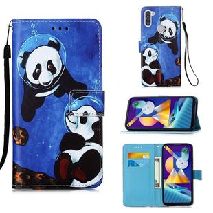 For Galaxy A11 / M11 Painting Horizontal Flip Leather Case with Holder & Card Slot & Wallet & Lanyard(Panda Under The Sea)