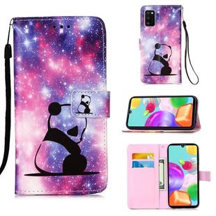 For Galaxy A41 Painting Horizontal Flip Leather Case with Holder & Card Slot & Wallet & Lanyard(Panda Baby)