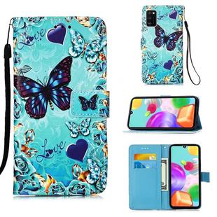 For Galaxy A41 Painting Horizontal Flip Leather Case with Holder & Card Slot & Wallet & Lanyard(Heart Butterfly)