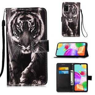 For Galaxy A41 Painting Horizontal Flip Leather Case with Holder & Card Slot & Wallet & Lanyard(Black White Tiger)