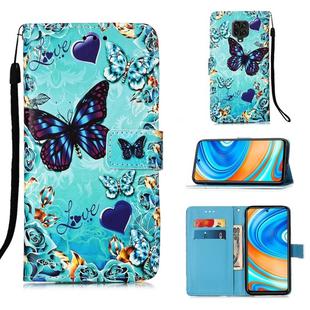 For Xiaomi Redmi Note 9S Painting Horizontal Flip Leather Case with Holder & Card Slot & Wallet & Lanyard(Heart Butterfly)