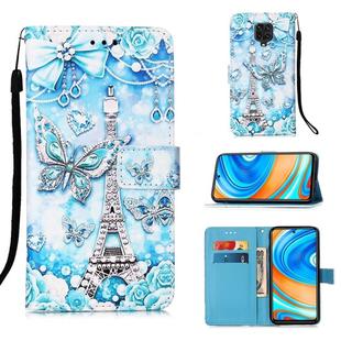 For Xiaomi Redmi Note 9S Painting Horizontal Flip Leather Case with Holder & Card Slot & Wallet & Lanyard(Tower Butterfly)