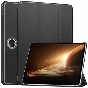 For OPPO Pad 2 11.6 inch Custer Pure Color 3-Fold Holder Smart Leather Tablet Case(Black)