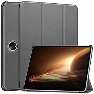 For OPPO Pad 2 11.6 inch Custer Pure Color 3-Fold Holder Smart Leather Tablet Case(Grey)