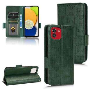 For Samsung Galaxy A03 EU Version Symmetrical Triangle Leather Phone Case(Green)