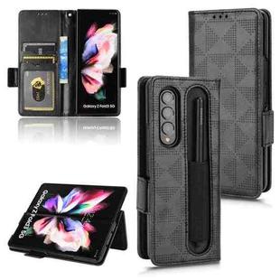 For Samsung Galaxy Z Fold3 Symmetrical Triangle Leather Phone Case(Black)