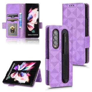 For Samsung Galaxy Z Fold4 Symmetrical Triangle Leather Phone Case(Purple)