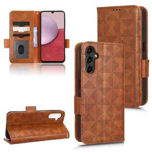 For Samsung Galaxy A14 4G Symmetrical Triangle Leather Phone Case(Brown)