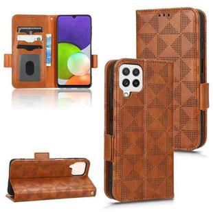 For Samsung Galaxy A22 4G / M22 4G Symmetrical Triangle Leather Phone Case(Brown)