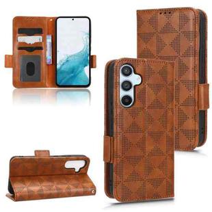 For Samsung Galaxy A54 5G Symmetrical Triangle Leather Phone Case(Brown)