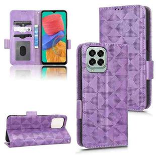 For Samsung Galaxy M33 5G Symmetrical Triangle Leather Phone Case(Purple)