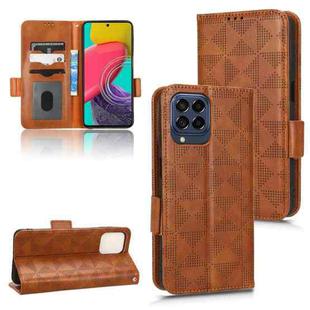 For Samsung Galaxy M53 5G Symmetrical Triangle Leather Phone Case(Brown)