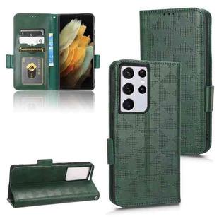 For Samsung Galaxy S21 Ultra 5G Symmetrical Triangle Leather Phone Case(Green)