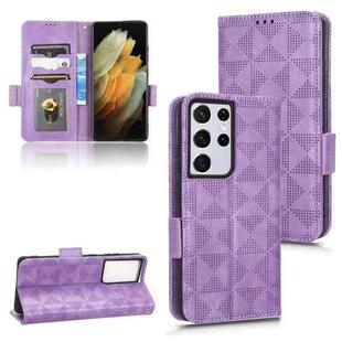 For Samsung Galaxy S21 Ultra 5G Symmetrical Triangle Leather Phone Case(Purple)