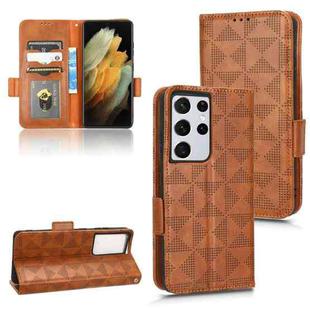 For Samsung Galaxy S21 Ultra 5G Symmetrical Triangle Leather Phone Case(Brown)