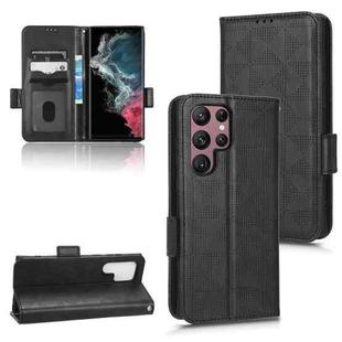 For Samsung Galaxy S22 Ultra 5G Symmetrical Triangle Leather Phone Case(Black)