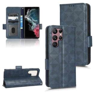 For Samsung Galaxy S22 Ultra 5G Symmetrical Triangle Leather Phone Case(Blue)