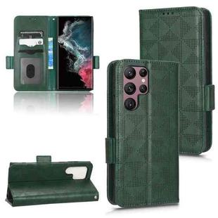 For Samsung Galaxy S22 Ultra 5G Symmetrical Triangle Leather Phone Case(Green)