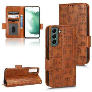 For Samsung Galaxy S22+ 5G Symmetrical Triangle Leather Phone Case(Brown)