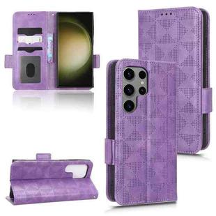 For Samsung Galaxy S23 Ultra 5G Symmetrical Triangle Leather Phone Case(Purple)