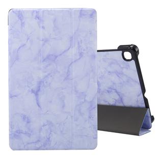 For Galaxy Tab S6 Lite P610 / P615 Marble Texture Horizontal Flip Leather Case, with Three-folding Holder & Sleep / Wake-up Function(Purple)