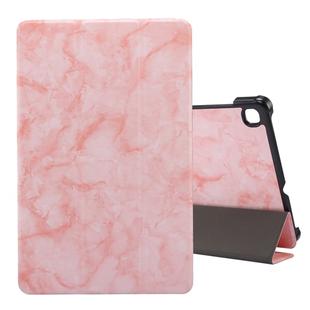 For Galaxy Tab S6 Lite P610 / P615 Marble Texture Horizontal Flip Leather Case, with Three-folding Holder & Sleep / Wake-up Function(Pink)