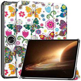 For OPPO Pad 2 11.6 inch Custer Painted 3-Fold Holder Smart Leather Tablet Case(Colorful Butterflies)