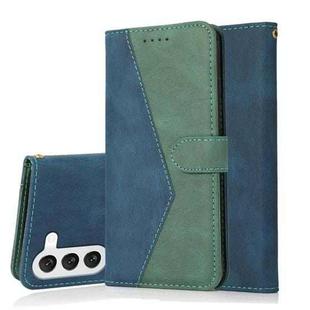 For Samsung Galaxy S23 5G Dual-color Stitching Leather Phone Case(Blue Green)