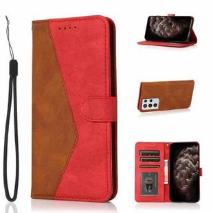 For Samsung Galaxy S21 Ultra 5G Dual-color Stitching Leather Phone Case(Brown Red)